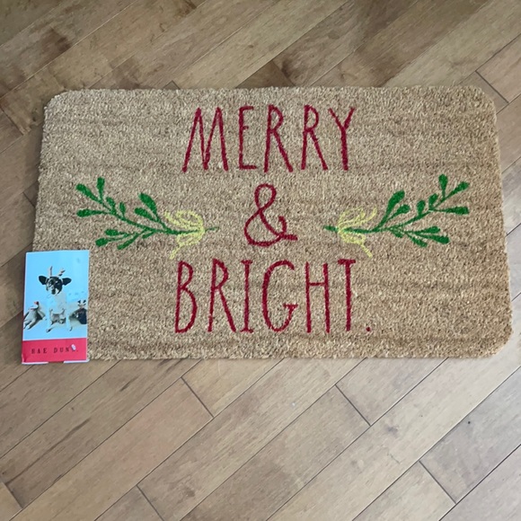 Rae Dunn - MERRY AND BRIGHT - door mat - Picture 1 of 3